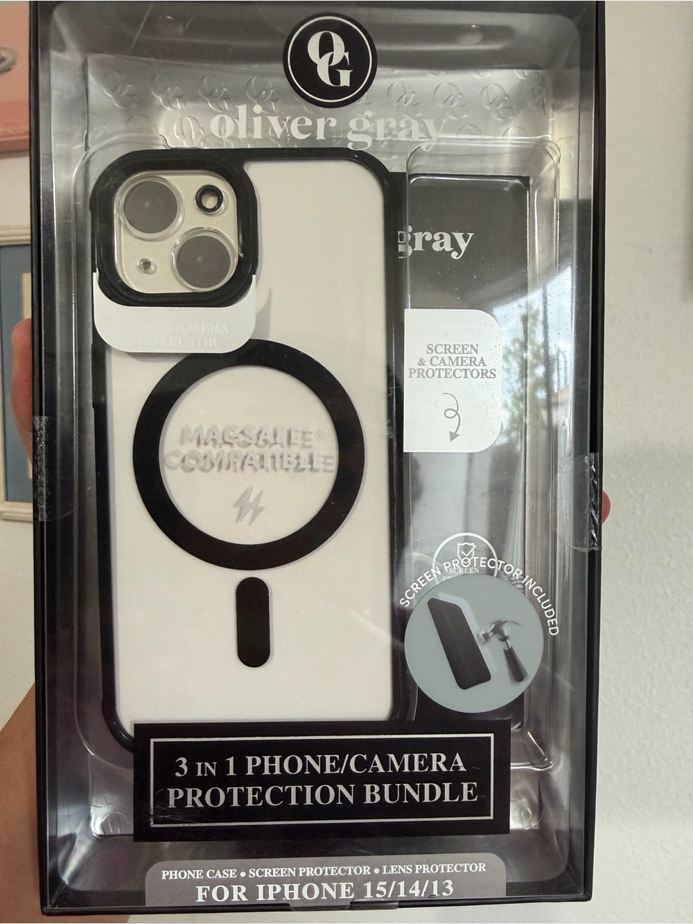 Oliver Gray White & Black MagSafe-Compatible Phone Case Bundle for iPhone